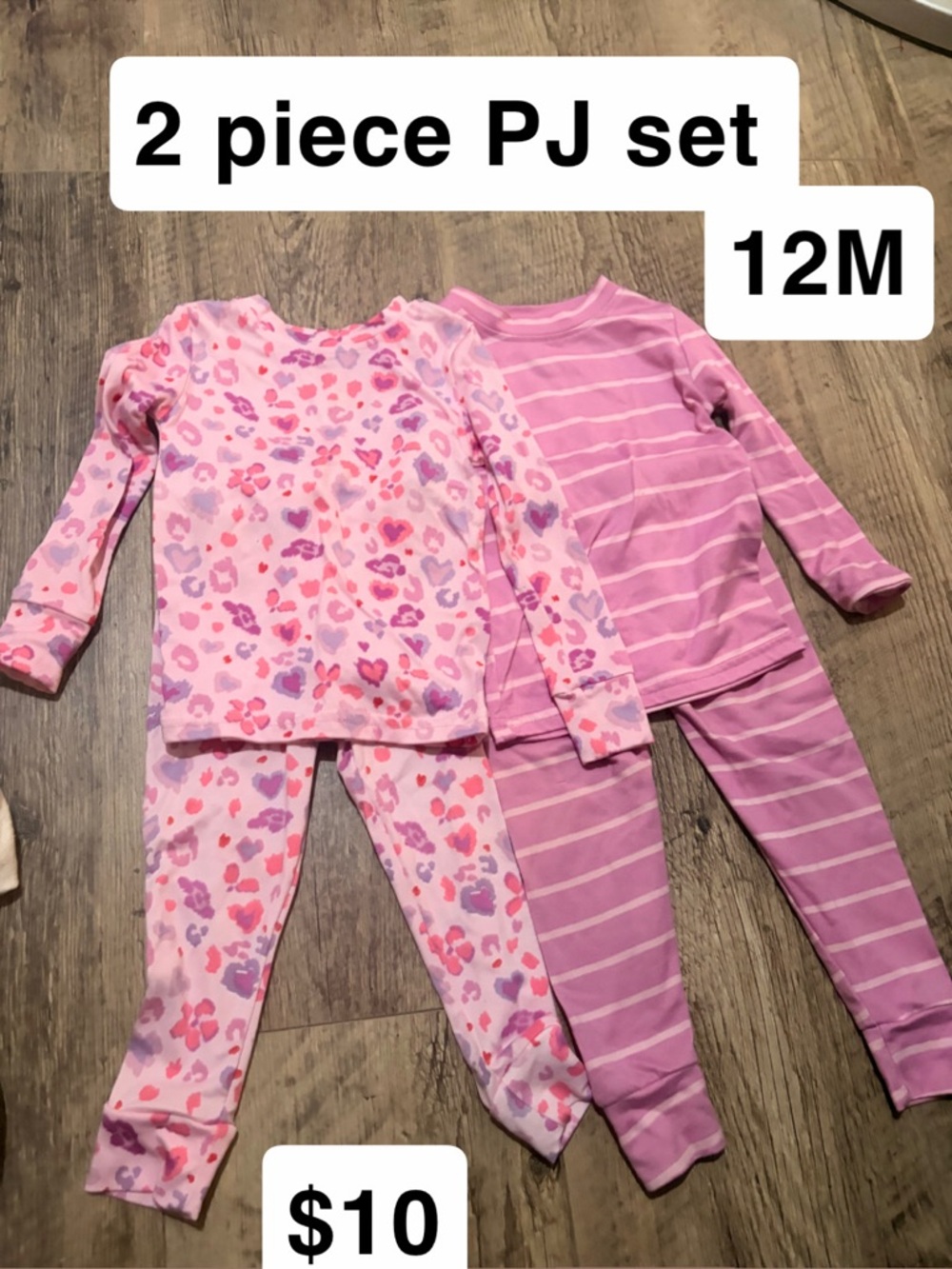 T.J.Maxx Pink Floral & Striped 2-Piece Kids Pajama Set